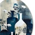 thumbnail image 3 of Designart "Whimsical Clay Vase Blue And Cream II" Boho Pottery Metal Round Wall Art, 3 of 5