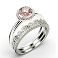 thumbnail image 3 of Fairy Minimalist 2.25 Carat Round Cut Morganite And Diamond Moissanite Engagement Ring, Classic Halo Wedding Ring in 925 Sterling Silver With 18k White Gold Plating Gift For Her, Two Matching Band, 3 of 4