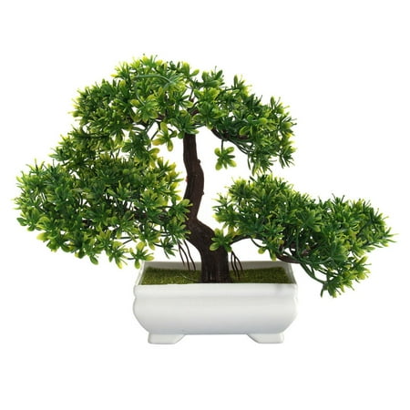 Artificial Potted Bonsai Tree Plant Not Faded No Watering Pine Tree in Square Pot for Office Home
