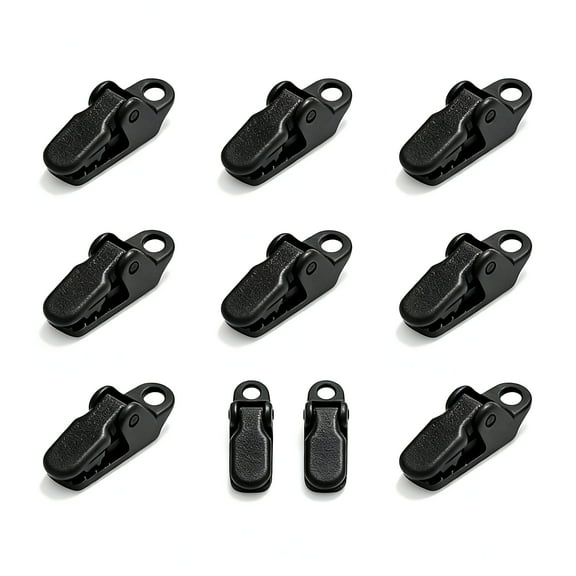 LAMIRO Tarp Clips Heavy Duty Lock Grip,10 Pack Tarp Clamps Heavy Duty,Shark Tent Fasteners Clips Holder,Pool Awning Cover Bungee Cord Clip,Car Cover Clamp Black