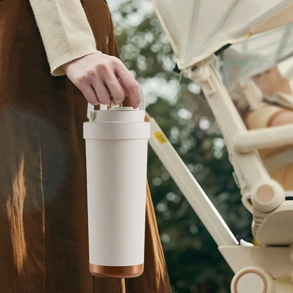 Taza de café con revestimiento de cerámica de alto color y pajita, portátil, doble aislamiento, para hombres, mujeres y estudiantes.