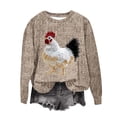 thumbnail image 4 of XPMWRP Women's Rooster Embroidery Fashion Sweatshirt Oversized Long Sleeve Fall Winter Pullover Crew Neck Loose Sweatshirts Yellow XL, 4 of 4