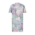 thumbnail image 4 of Sakmal Blue Dresses for Women 2024 Casual Spring Mid-Length V-Neck Loose Fit Floral Short Sleeve Shift Dress, 4 of 5