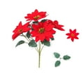 thumbnail image 2 of Artificial Red Poinsettia Bouquet Lifelike Silk Flowers for Holiday Decor, Weddings, and Home Arrangements, 2 of 3