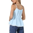 thumbnail image 3 of INSPIRE CHIC Striped Button Front Tops for Women's Adjustable Spaghetti Strap Flared Ruffle Lace Trim Tank Top S Blue, 3 of 6