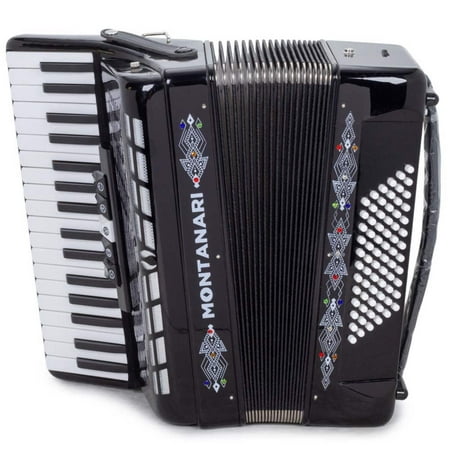 Montanari Piano Accordion 72 Bass 34 Keys 5 Switches, Black