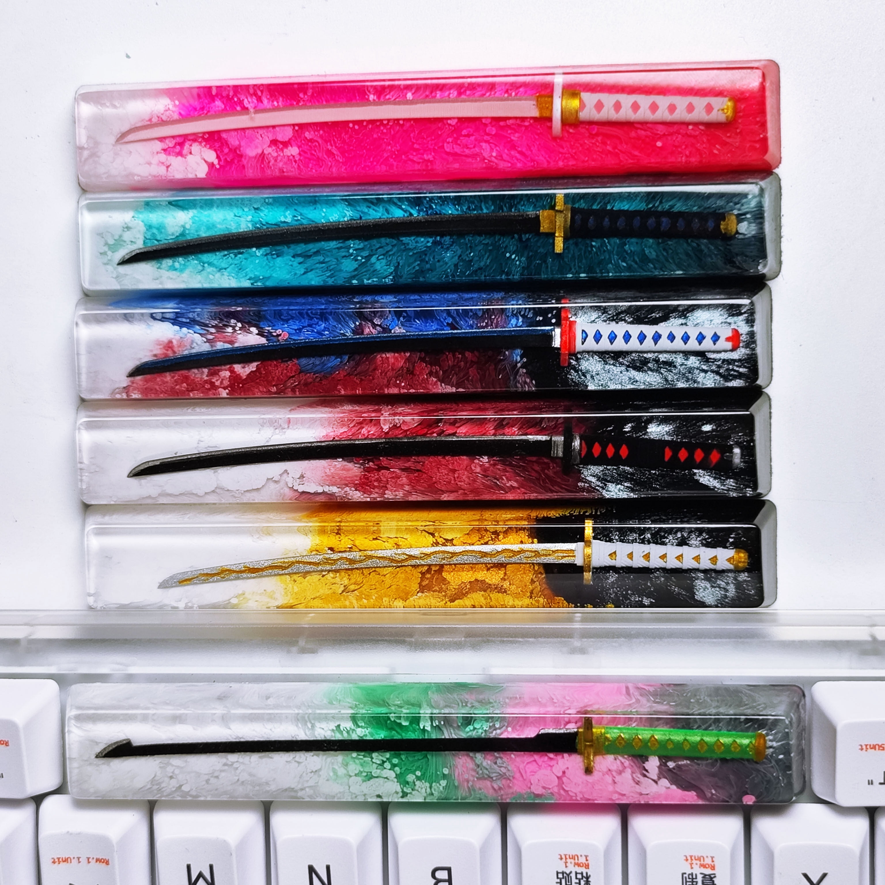 Demon Slayer Inspired Resin Artisan Spacebar Keycap, 6.25u Handmade Drip Resin Key for Mechanical Keyboard, Unique Birthday Gift for Men
