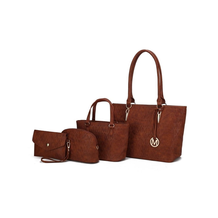 MKF Collection Edelyn Signature M-Embossed 4-Piece Tote Handbag 