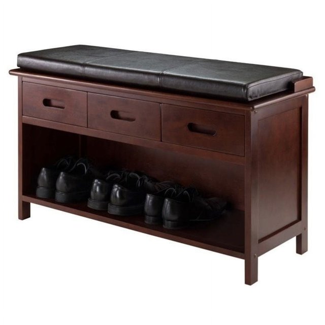 Pemberly Row Banc de Rangement 2Pc avec Siège Coussin en Espresso