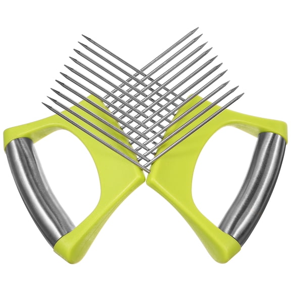 2pcs Stainless Steel Onion Slicer Holder for Precise Food Cutting Kitchen Supplies