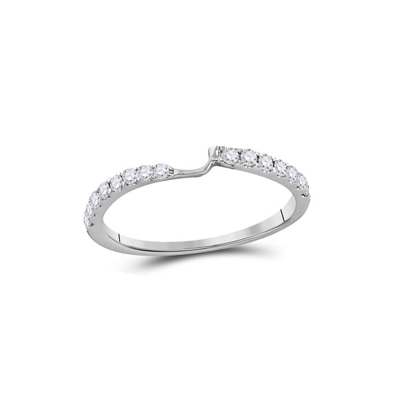 14kt White Gold Womens Round Diamond 2-stone Wedding Band 1/4 Cttw