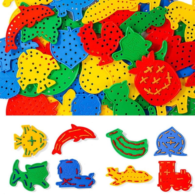 Montessori Preschool Lacing Boards Cute Animal Construction Puzzle Educational Toy Shape Color Sorter Pegboard Learning Toy