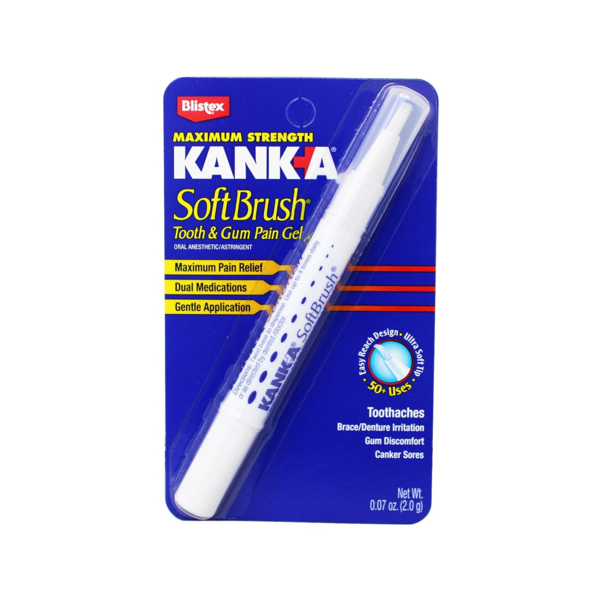 Kank-A Maximum Strength Soft Brush Tooth and Gum Pain Gel For Canker Sores, 0.07 oz