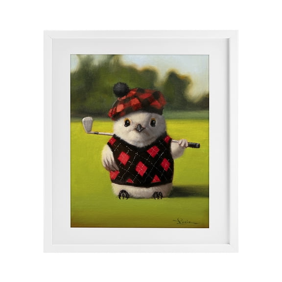 Stupell Industries Contemporary Birdie Golf Swing White Framed Print Under Glass, 13 x 16, by Lucia Heffernan