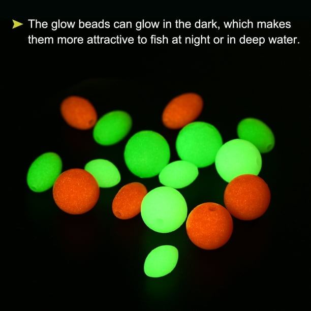 Unique Bargains Uxcell 8mm Round Plastic Luminous Glow Fishing Beads Tackle Tool Green 200 Pieces Green 8mm