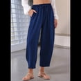 thumbnail image 4 of Pantalones Rectos Holgados Informales de Algodón y , Color Azul Oscuro, Talla XXXL, 4 of 5