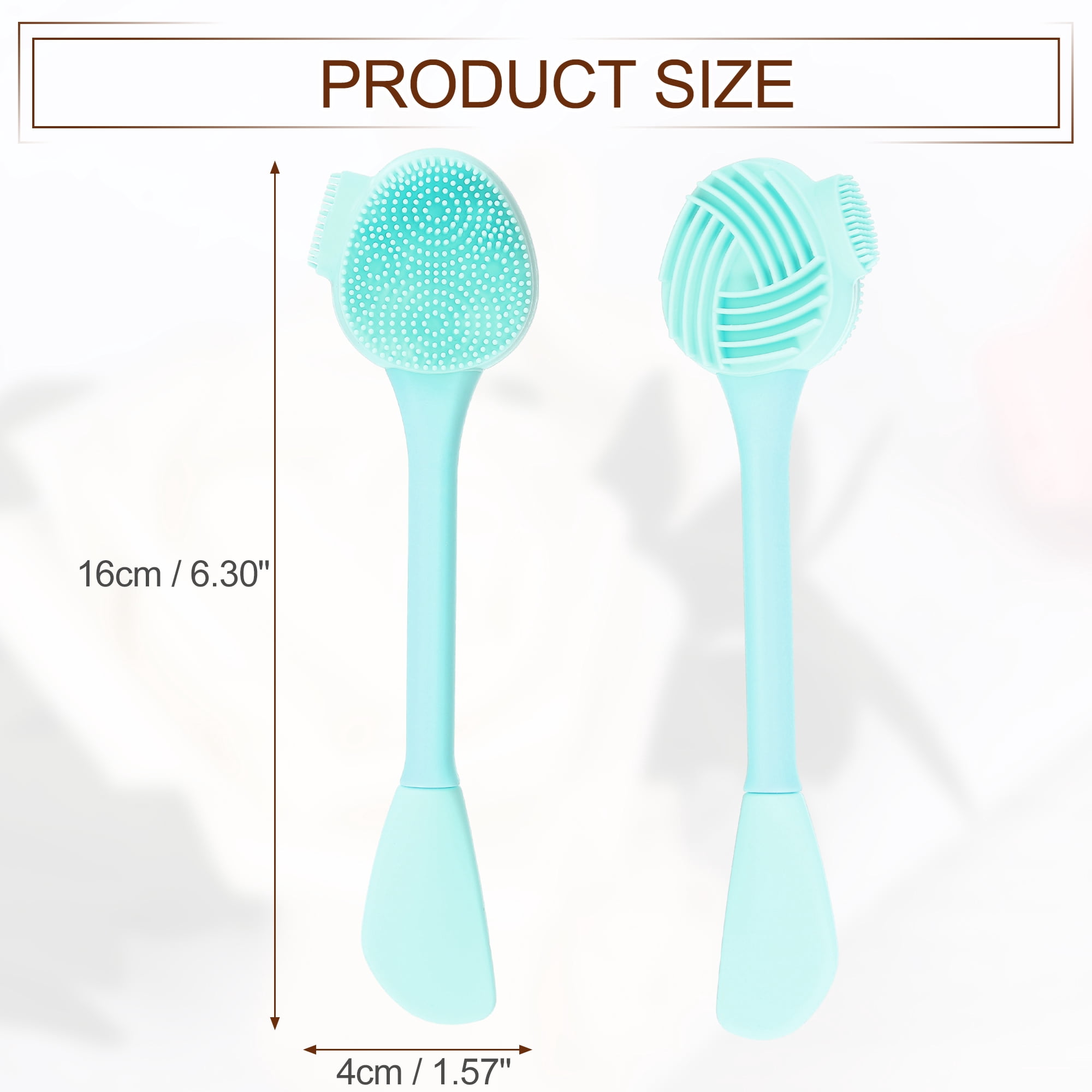 Unique Bargains Silicone Facial Cleansing Brush Handheld Scrubber for Skincare Green