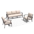 thumbnail image 4 of ALAULM Aluminum 5 Pieces Patio Furniture Set, 1 Three-Seater Sofa & 2 Single Sofas with 5.1" High-Resilience Cushions for Patio Backyard Poolside, Sand, 4 of 6