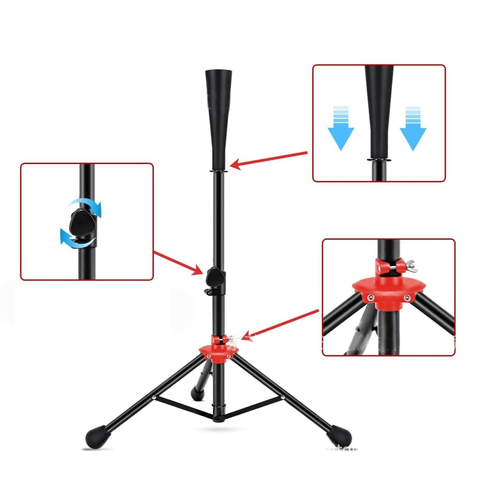 Baseball Batting Tee Practice Tripod Height Adjustable Durable Iron Rubber Construction for Youth Adult Training