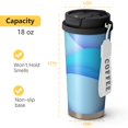 thumbnail image 4 of 18oz Travel Coffee Mug, 316 Stainless Steel Vacuum Insulated Tumbler with 2-in-1 Straw Lid & Strap, Abstract Geometric Print, 4 of 6