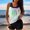 Multicolor, variant on pstuiky Women's Swimsuits Print Crew Neck High Waist Adaptable Two Piece Bathing Suits Swim Dress Tankinis with Boy Shorts Swim Suit Women