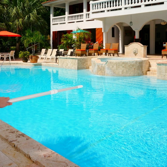 OUNONA  Extendable Telescopic Rod Pool Skimmer Net Pole Pools Aluminum White