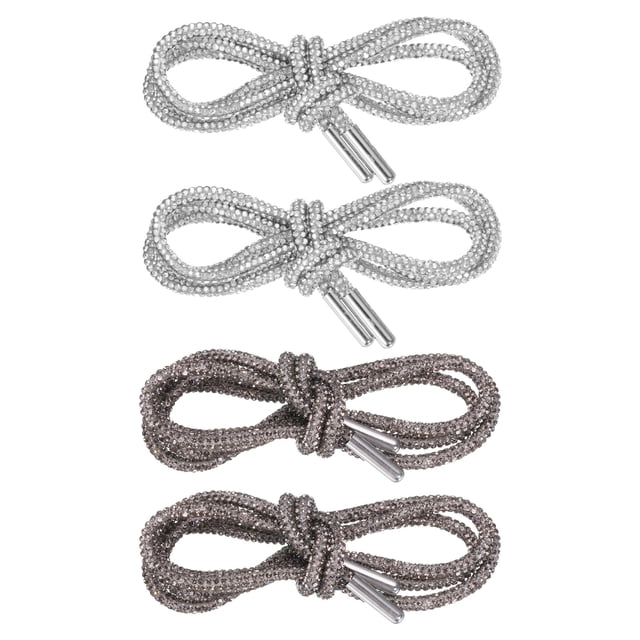 Cuerdas de zapato de cristal de 4 piezas Uxcell de 47" de longitud, cuerdas de zapato brillantes para zapatillas, blancas y grises transparentes