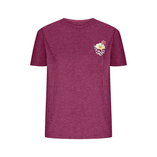 Blouses pour Femmes, Shorts pour Femmes, Petites Blouses à Fleurs Imprimées Manches Courtes Col Rond, Hauts d'Été pour Femmes