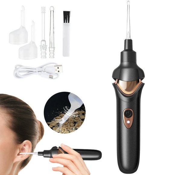 Electric Earwax Removal Kit USB Charging Vacuum Ear Cleaner Vibration Painless Vacuum Ear Wax Pick with LED Lights Soft and Comfortable Spiral Ear Cleaner for Kids Adults