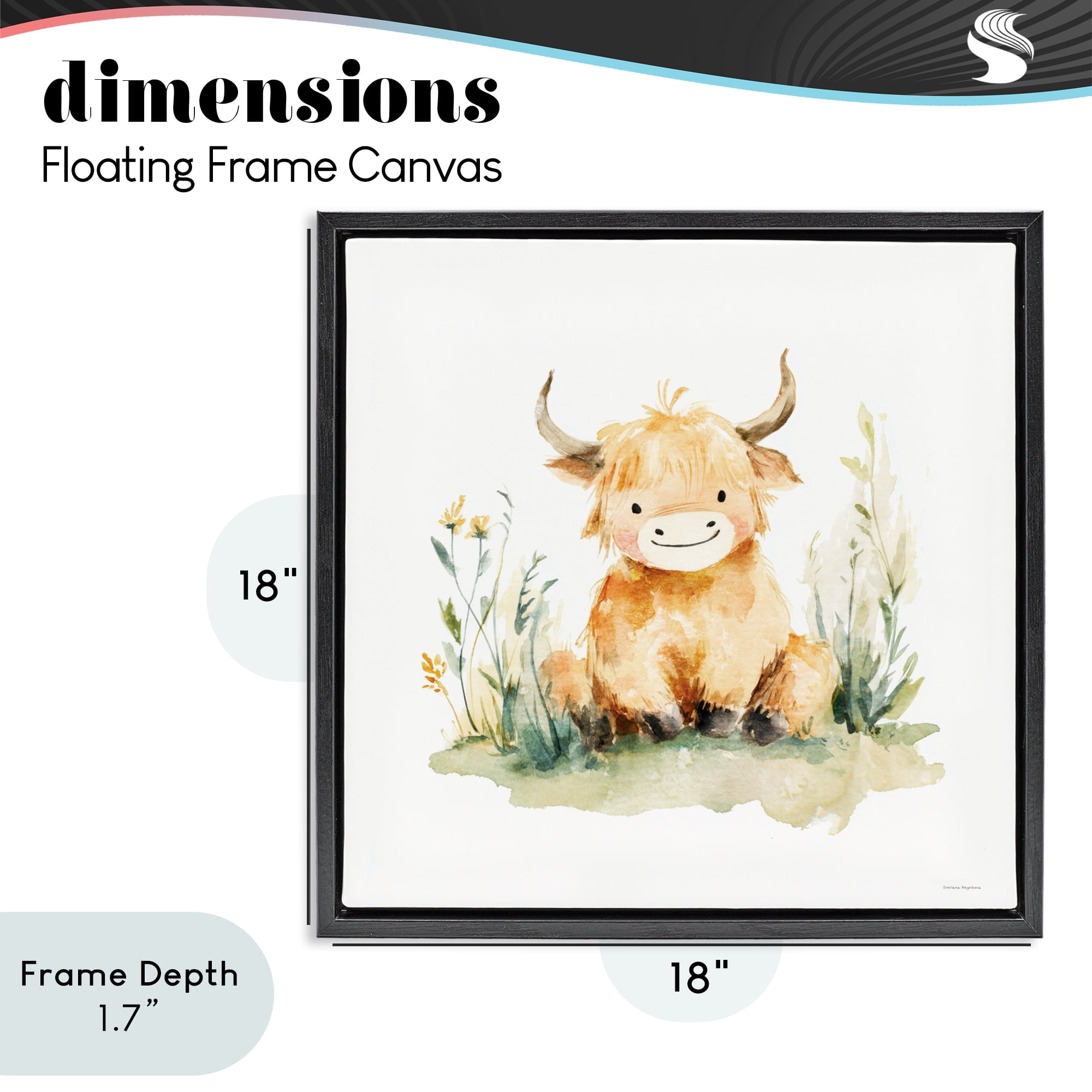 Stupell Industries Little Highland Calf Black Framed Floater Canvas Wall Art, design by Svetlana Aleynikova