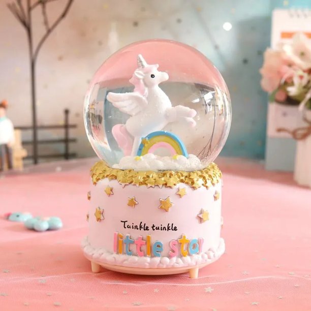 Caja de música de princesa Elsa, regalo de cumpleaños de unicornio para niñas, bola de cristal, Blancanieves, juguete Musical congelado de China, artículos de decoración del hogar