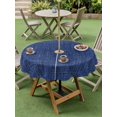 thumbnail image 5 of Outdoor Tablecloth with Umbrella Hole Zipper Vintage Navy Blue Round Tablecloth 54" Waterproof Table Cloth Farmhouse Retro Dark Solid Color Linen Texture Patio Table Cover Tablecloths for Picnic, 5 of 8