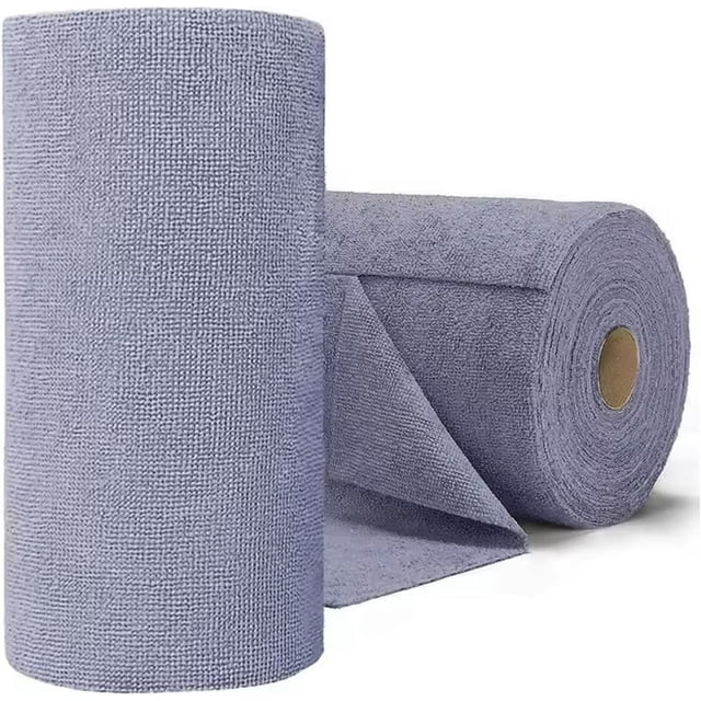 Rollo de Toallas de Microfibra, Paquete de 50, Paños de Limpieza de Microfibra, Trapos de Cocina, Ultraabsorbentes, Reutilizable para Coche, Hogar y Vidrio (Negro)