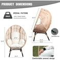 thumbnail image 2 of Oversized Wicker Egg Chair Outdoor Indoor,Patio Lounge Chair with Thicken Cushions, Egg Basket Chair 500lbs Capacity for Garden, Backyard, Porch,Bedroom (Beige-Plaid, 1pcs), 2 of 14