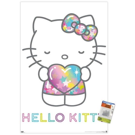 Hello Kitty: 20 Starshine - Heart Wall Poster with Pushpins, 22.375" x 34"