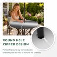 thumbnail image 4 of Round Outdoor Tablecloth with Umbrella Hole and Zipper, Black Grey Ombre Tablecloth with Elastic Waterproof, Contemporary Abstract Gradient Patio Table Covers for 36" - 44" Picnic Pool Tables, 4 of 9