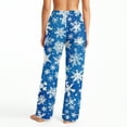 thumbnail image 4 of Women's Christmas Print Plush Pajama Pants, Soft and Comfortable Home Wear Trousers for Winter, Casual Sleepwear with Festive Design,Blue,S, 4 of 5
