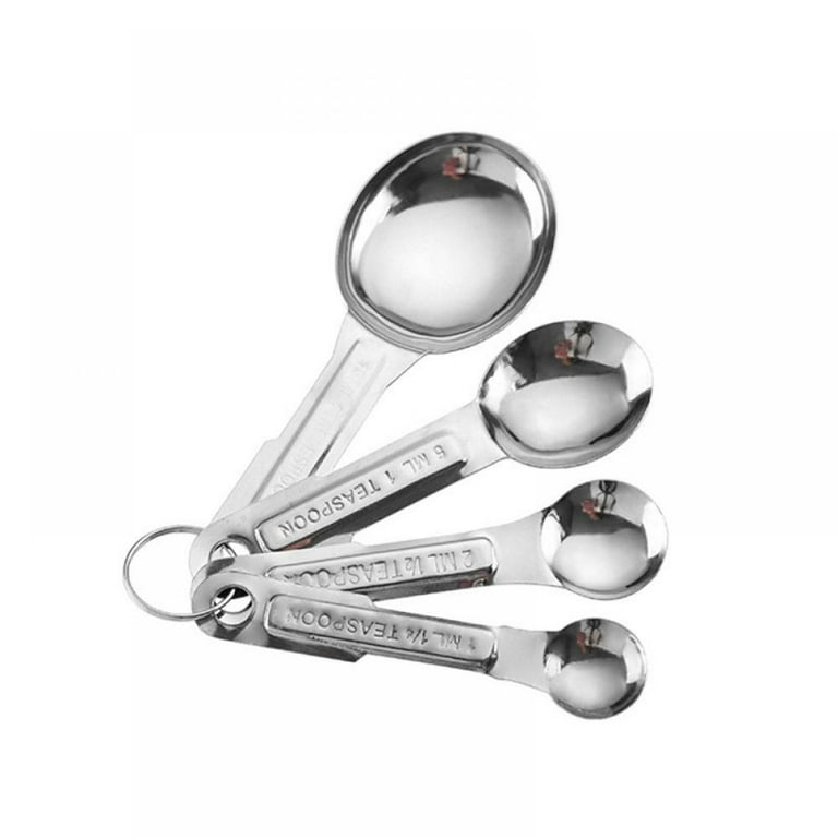 4pcs Silver Measuring Spoons Set, Heavy Duty Tablespoon Measure Spoon Stainless Steel Measuring Spoons for Cooking Baking(Silver)
