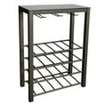 thumbnail image 6 of Trier 4 Tier Wine Rack Stand with Storage Shelves & Wine Glass Holders, Pewter Metal & Tempered Glass Top, Transitional, 6 of 7