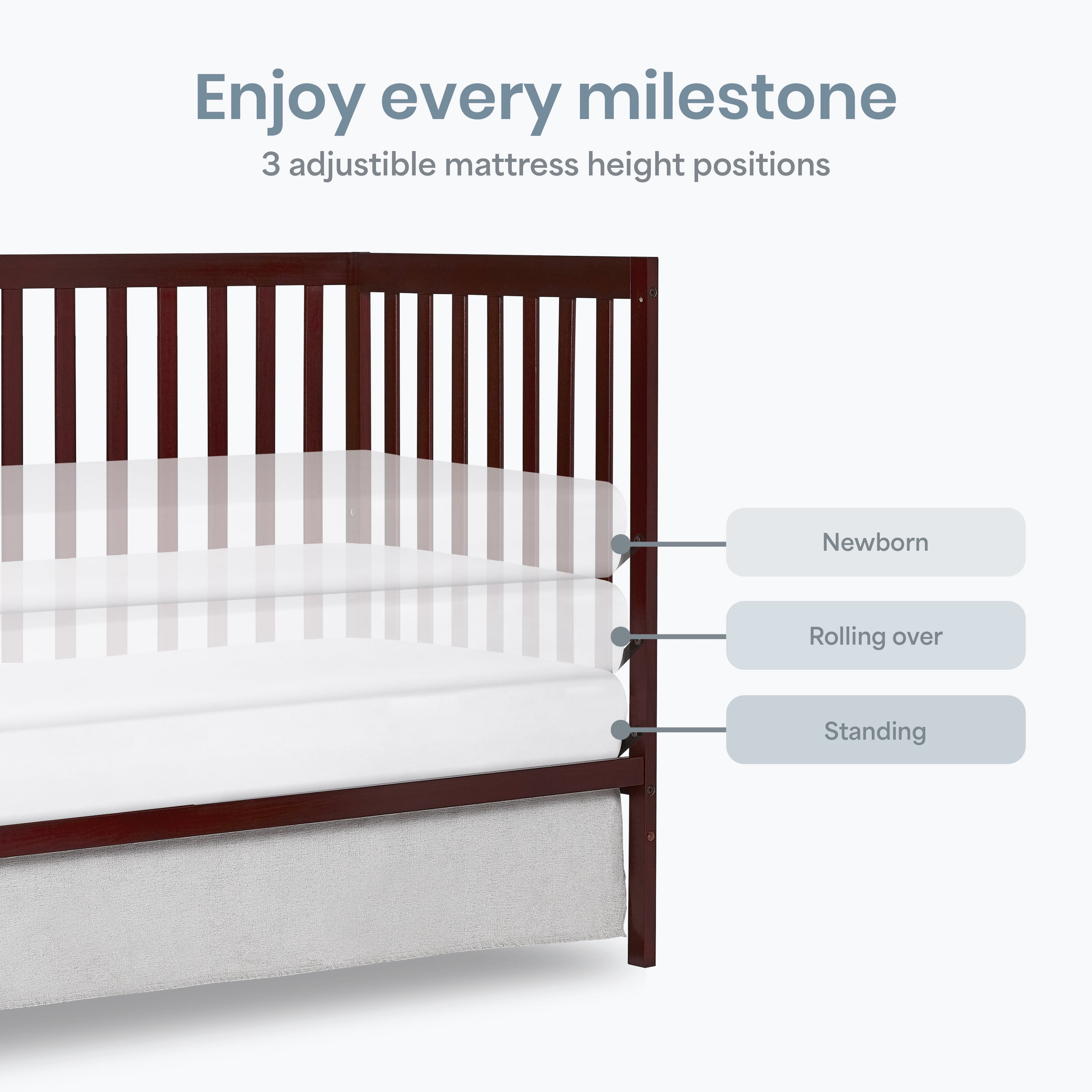 Dream On Me Synergy 5-in-1 Convertible Crib in Cherry, Greenguard Gold Certified