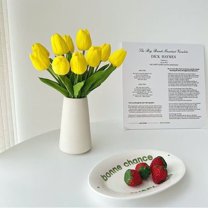 10Pcs Tulips Artificial Flowers in Bulk Realistic Faux Tulips Easter Decor Easter Decorations for Home Mother's Day Easter Gifts Yellow