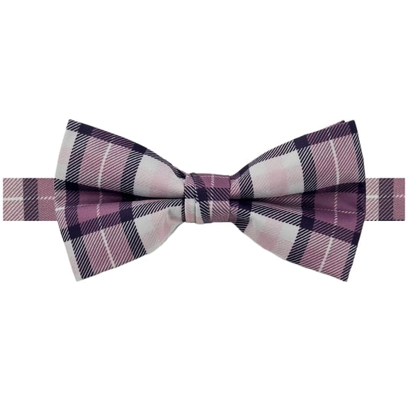 Jacob Alexander Men's Picnic Plaid Pattern Pre-Tied Adjustable Banded Bow Tie - Purple Plaid