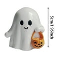 thumbnail image 3 of Cute Ceramic Halloween Ghost Figurine with Pumpkin Basket – Adorable Decorative Ornament for Home, Office, Party Table, Holiday Decor, 3 of 5