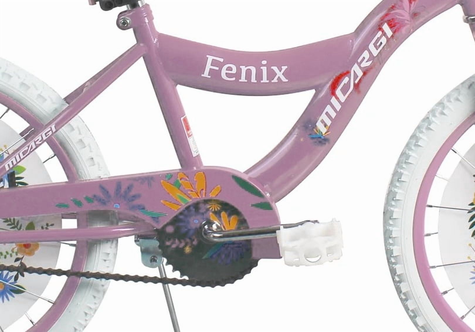 Micargi 20" Inch Girls Bike BMX S-Type Frame Coaster Brake One Piece Crank White Tire Pink Bicycle