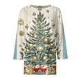 thumbnail image 4 of WTOBBY Women's Casual Round Neck 3/4 Sleeve Loose Printed T-Shirt with Christmas Theme, Women's Holiday Season Top for Daily Wear, Comfortable Fashion Blouse,Multicolor S, 4 of 6
