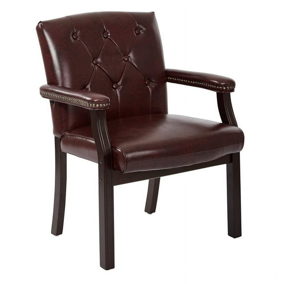 Traditional Visitors Guest Chair in Jamestown Oxblood Red Vinyl