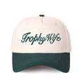 thumbnail image 6 of Trophy Wife Letter Embroidered Color Block Trucker Hat Unisex Adjustable Cotton Breathable Fashion Cap for Travel Daily Wear, 6 of 11