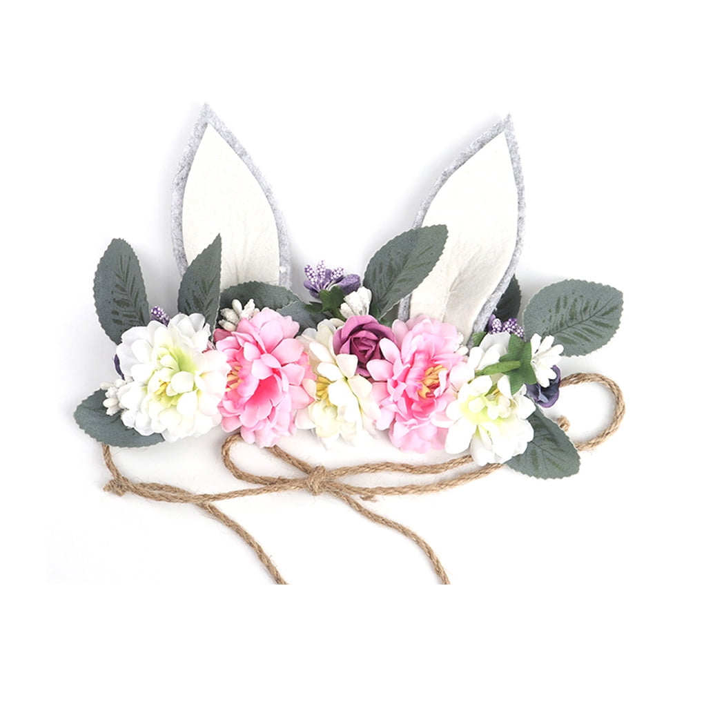 Flower Headband Flower On Top Girls Elastic Headband Natural Look Flowers B3 