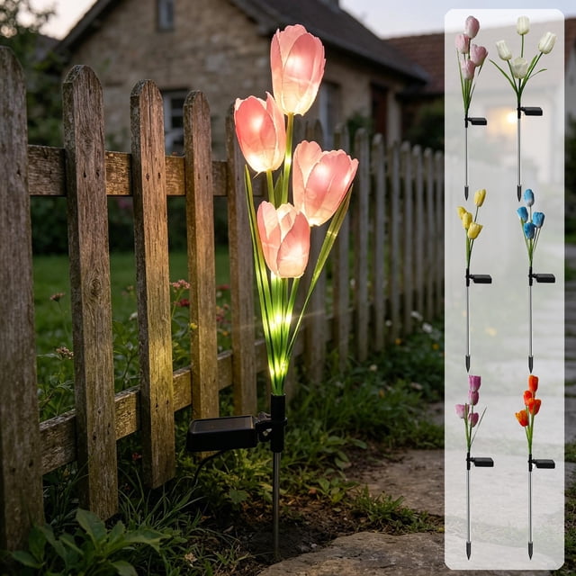 Luz solar solar para flor artificial para el jardín y decoración del jardín exterior del sendero • Luz solar impermeable LED para jardines