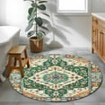thumbnail image 4 of Green Orange Beige Boho Round Area Rug 4ft, Retro Ethnic Tribal Abstract Art Washable Non-Slip Circle Rugs for Bedroom Living Room Kitchen, Soft Non Shedding Circle Carpet for Dining Room Dorm, 4 of 9